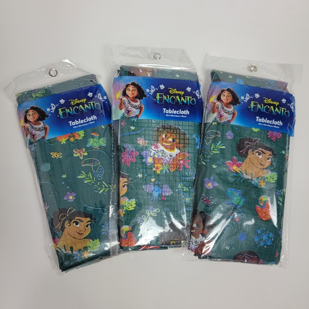 3pcs Disney's Encanto PEVA Plastic Reusable Tablecloth Birthday Party 52"x70"